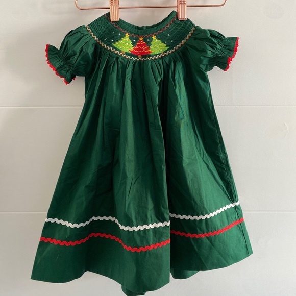 Lil’ Cactus Holiday Tree Smocked Dress - Picture 1 of 5